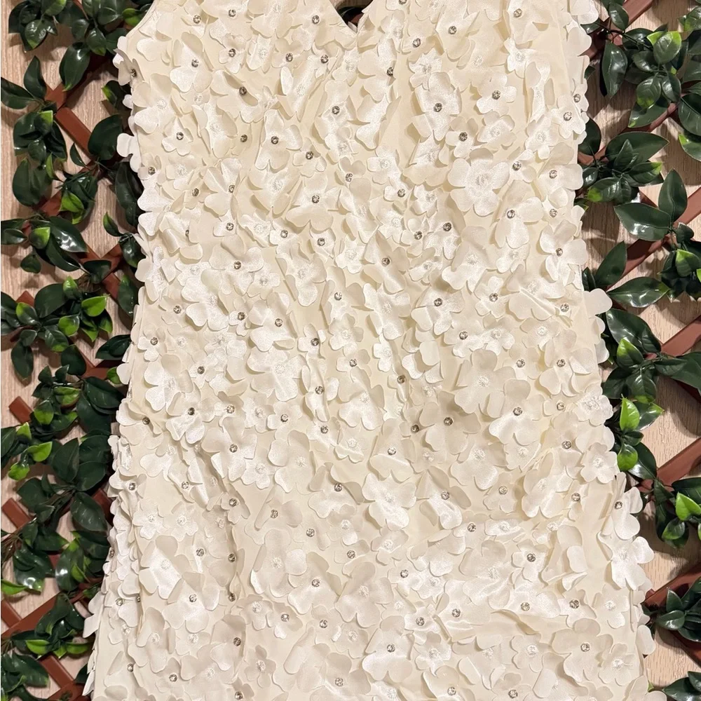 STINE GOYA White Textured Elena Floral Mini Dress Women’s Size XS - Picture 11 of 16